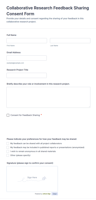 Collaborative Research Feedback Sharing Consent Form Template