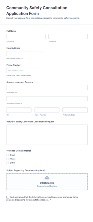 Community Safety Consultation Application Form Template