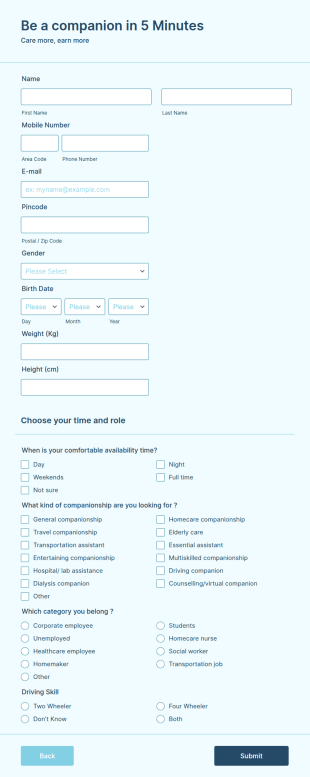 Companion Application Form Template