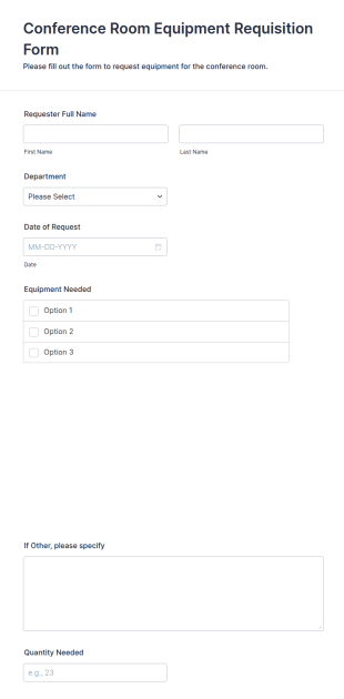 Conference Room Equipment Requisition Form Template