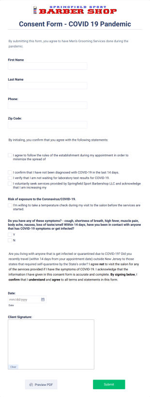 Consent Form COVID 19 Pandemic