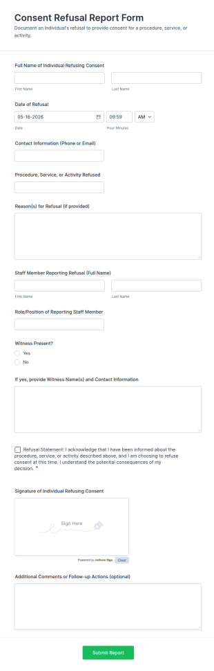 Consent Refusal Report Form Template