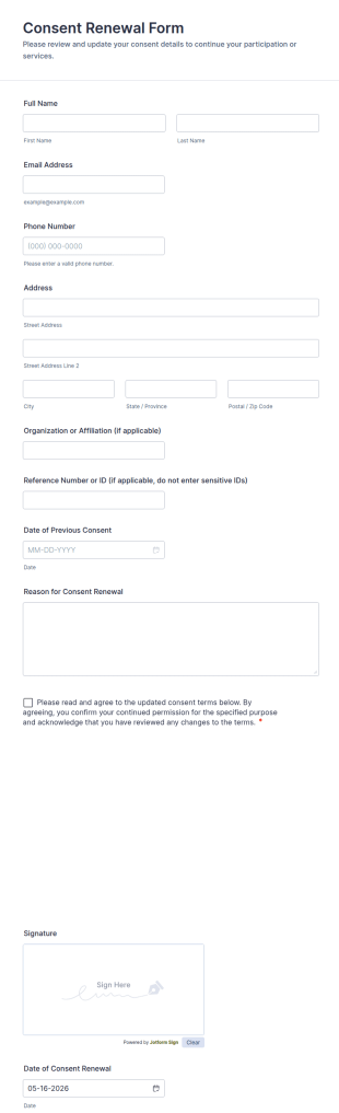 Consent Renewal Form Template
