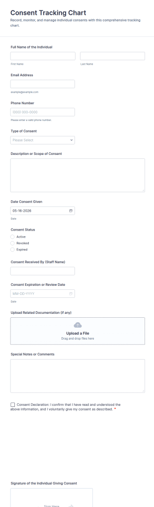 Consent Tracking Chart Form Template