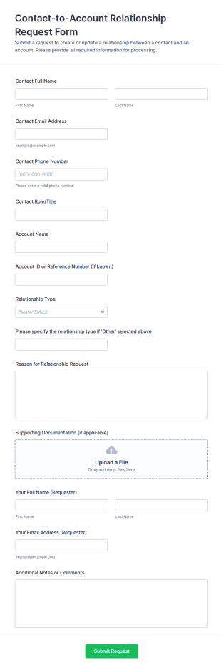 Contact To Account Relationship Request Form Template