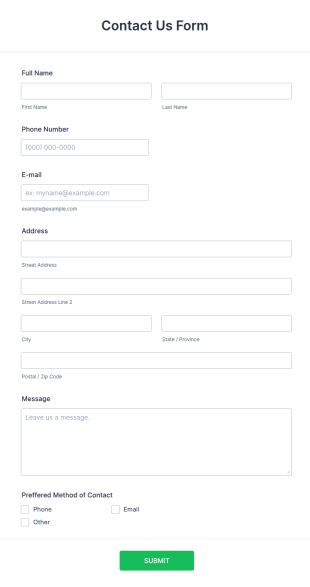 Contact Us Form Template