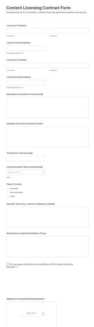 Content Licensing Contract Form Template