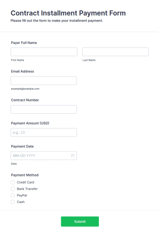 Contract Installment Payment Form Template