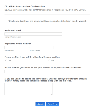 Convocation Attendance Confirmation Form Template