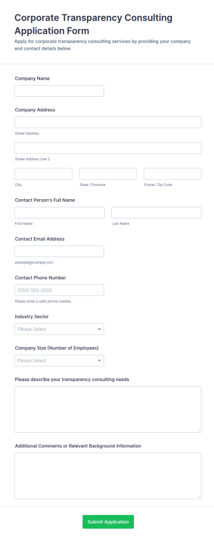 Corporate Transparency Consulting Application Form Template