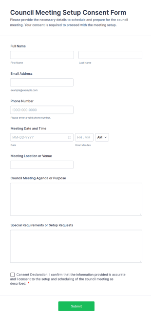 Council Meeting Setup Consent Form Template