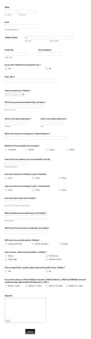 COVID 19 Holiday Survey Form Template