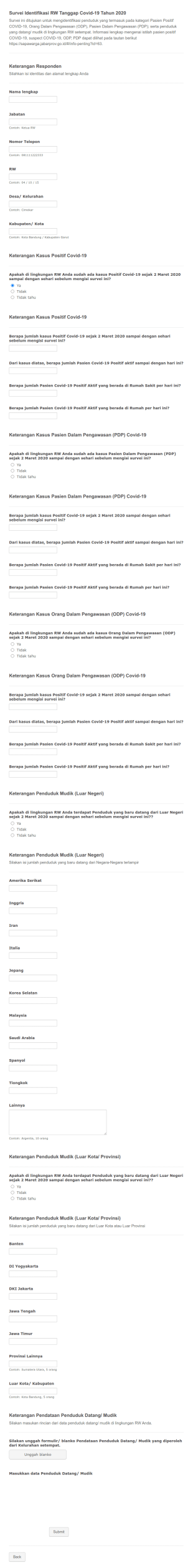 Covid 19 Survey Form In Indonesian