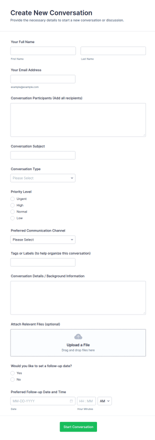 Create New Conversation Form Template