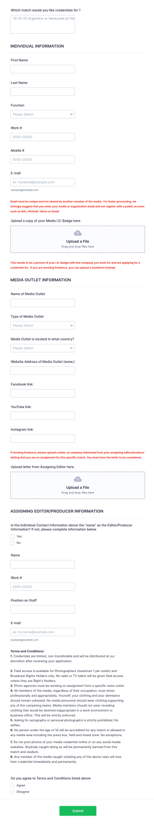 Credential Application Form Template