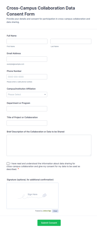Cross Campus Collaboration Data Consent Form Template