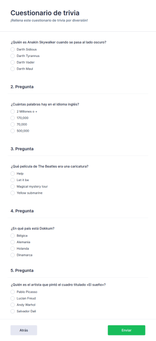 Cuestionario De Trivia