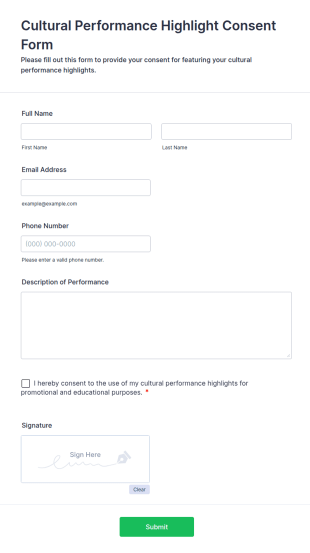 Cultural Performance Highlight Consent Form Template