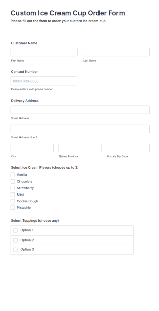 Custom Ice Cream Cup Order Form Template