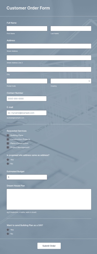 Customer Order Form Template