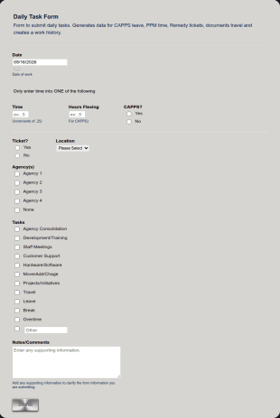 Daily Task, Time And Ticket Form Template