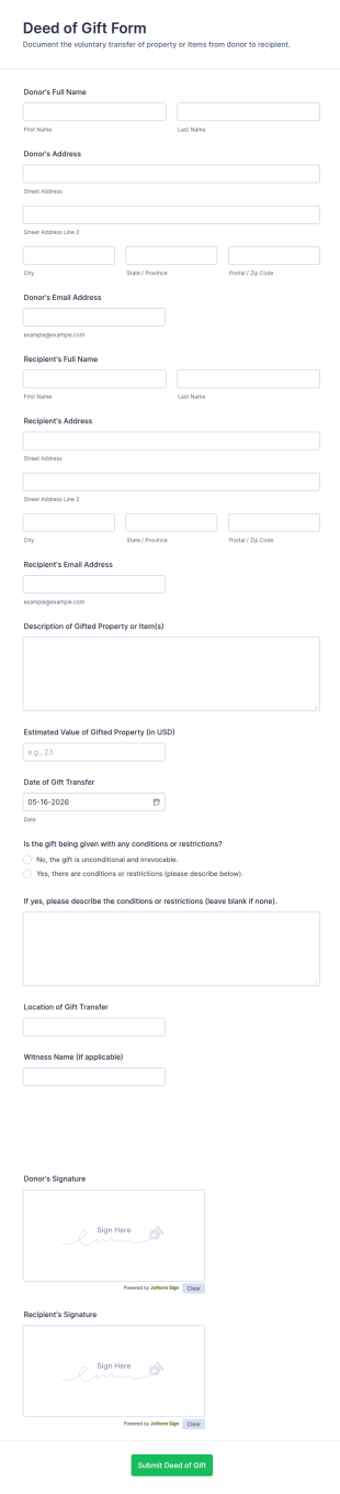 Deed Of Gift Form Template