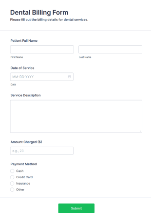 Dental Billing Form Template