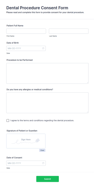 Dental Procedure Consent Form Template
