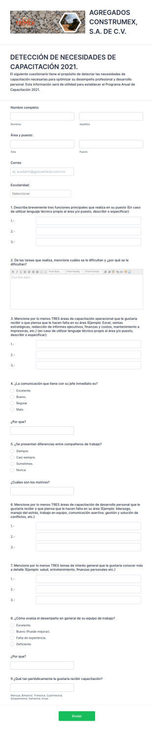 Detección De Necesidades De Capacitación 2021. Trimex