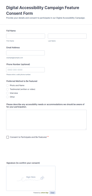 Digital Accessibility Campaign Feature Consent Form Template