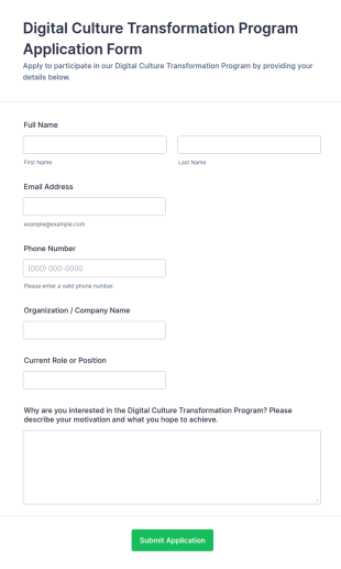 Digital Culture Transformation Program Application Form Template