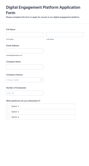 Digital Engagement Platform Application Form Template