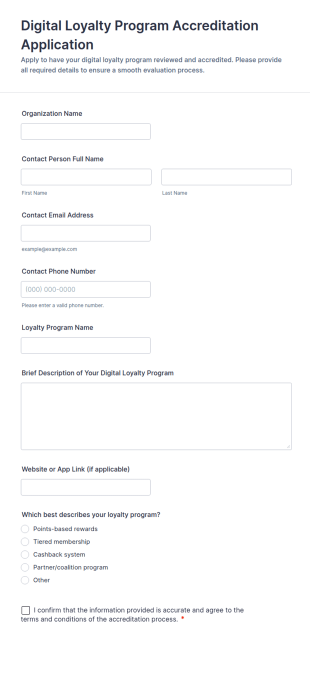 Digital Loyalty Program Accreditation Application Form Template