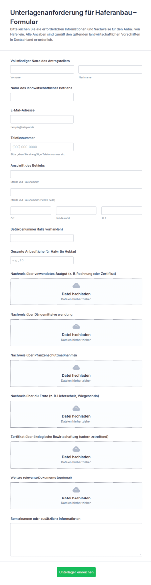 Dokumentanforderung Für Die Teilnahme An OATS Formular