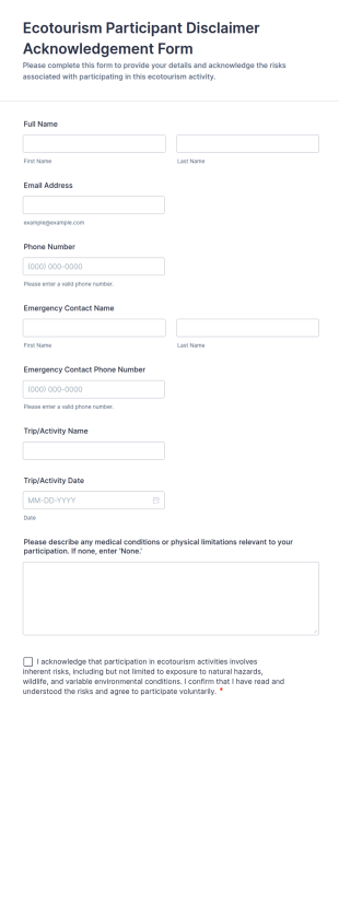 Ecotourism Participant Disclaimer Acknowledgement Form Template