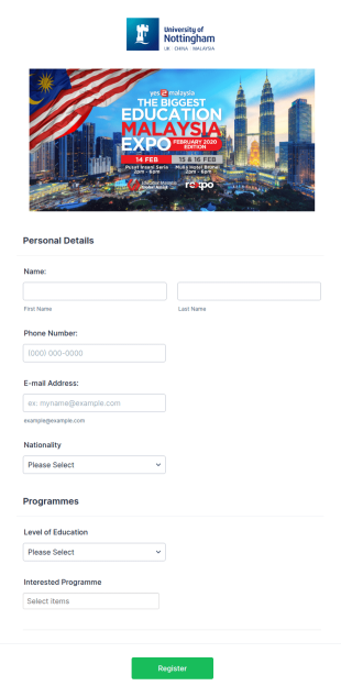 Education Expo Registration Form Template