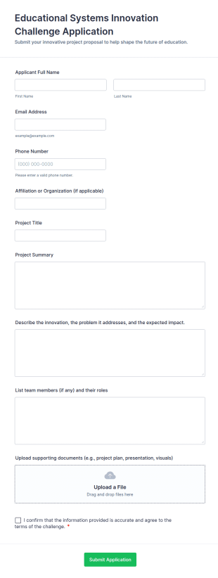Educational Systems Innovation Challenge Application Form Template