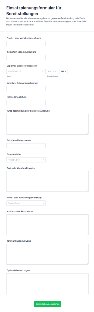 Einsatzbereitschaftsformular