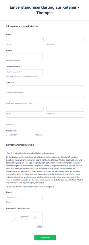 Einverständniserklärung Zur Ketamin Therapie