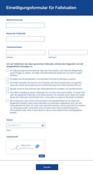 Einwilligungsformular Für Fallstudien