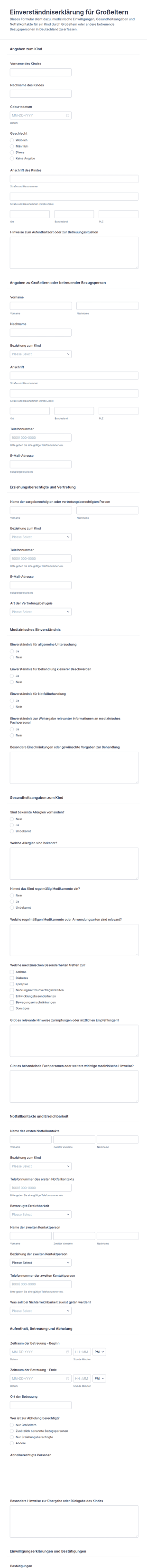 Einwilligungsformular Für Großeltern