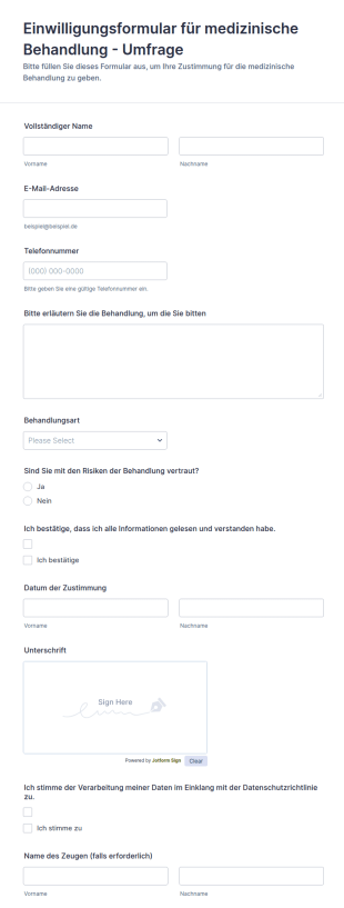 Einwilligungsformular Für Medizinische Behandlung Umfrage