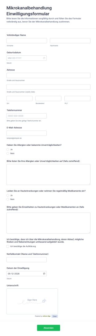 Einwilligungsformular Für Microchanneling