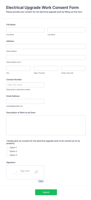 Electrical Upgrade Work Consent Form Template