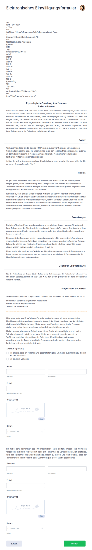 Elektronisches Einwilligungsformular
