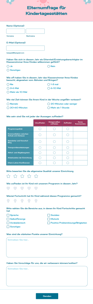Elternumfrage F&uuml;r Kindertagesst&auml;tten