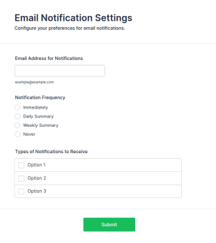 Email Notification Settings Form Template