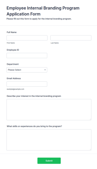 Employee Internal Branding Program Application Form Template