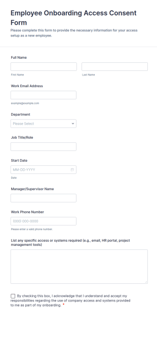 Employee Onboarding Access Consent Form Template
