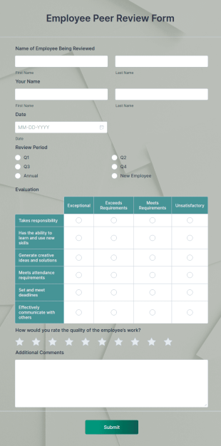 Employee Peer Review Template